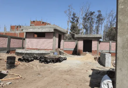 Sanitary sewage station in the village of Menel Duweib during construction.
