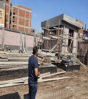Sanitary sewage station in the village of Menel Duweib during construction.